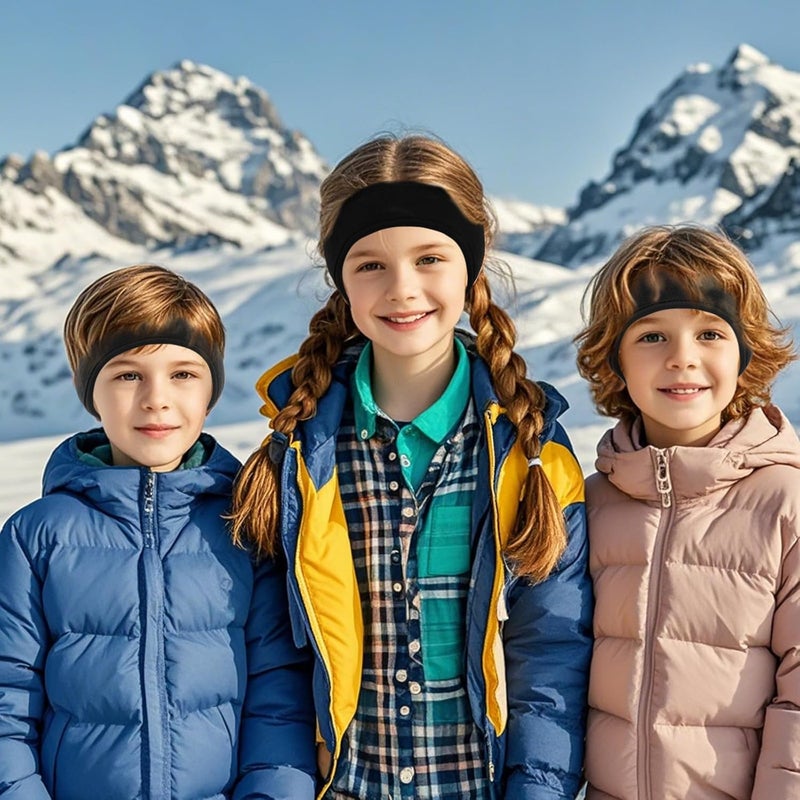 Gvhntk 4 Pcs Kids Ear Warmer Fleece Headband Winter Ear Warmer Headband Fleece Running Ear Muffs for Child Outside Running Sporting (Black,grey) - Image 5